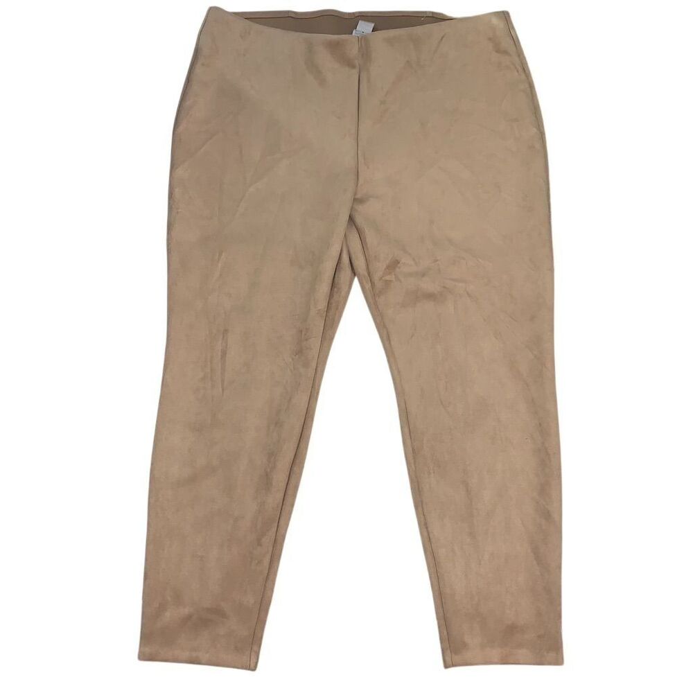 Chico's Women's Plus Beige Faux Suede Leggings Size 20 (4) Casual Elastic Waist‎
